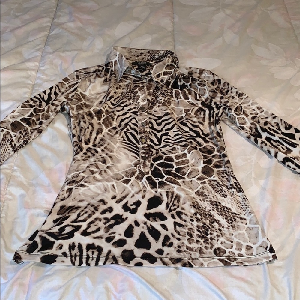 ALFANI Petite polyester animal print blouse